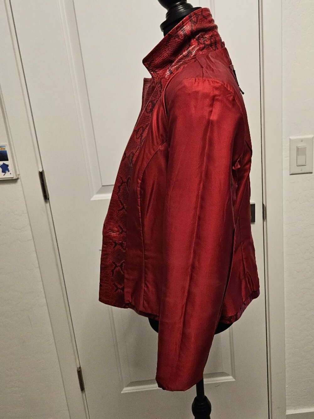 Siena Studio Vintage Red Snakeskin Leather Blazer Jacket Double Breasted 8 - Picture 4 of 16